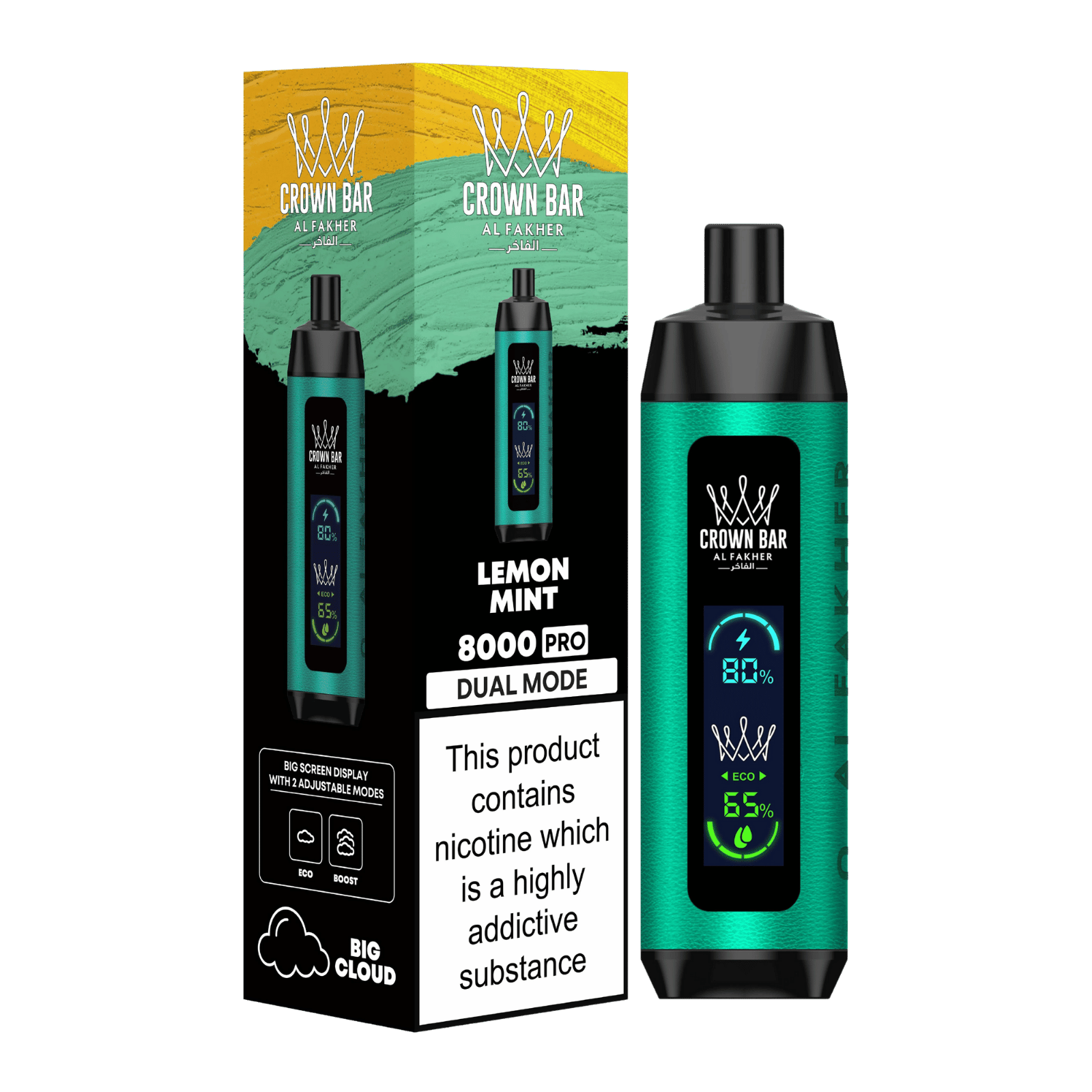 alfakher-crownbar-8000-pro-dual-lemon-mint - Al Fakher Vape | Shop DE