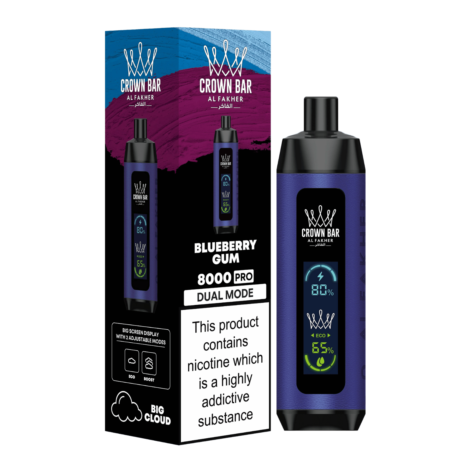 alfakher-crownbar-8000-pro-dual-blueberry-gum - Al Fakher Vape | Shop DE