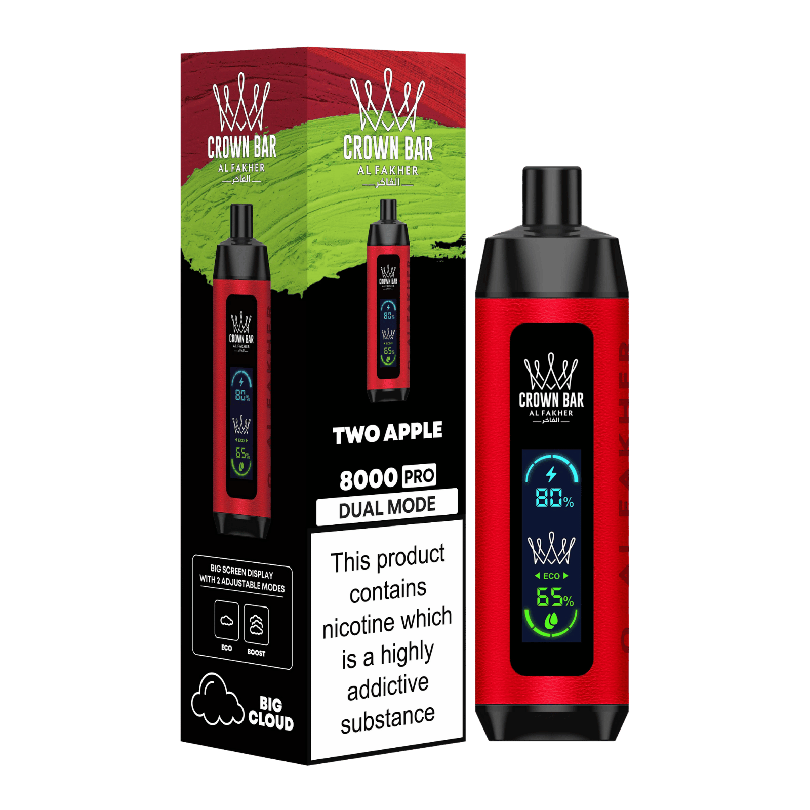 alfakher-crownbar-8000-pro-dual-two-apple - Al Fakher Vape | Shop DE