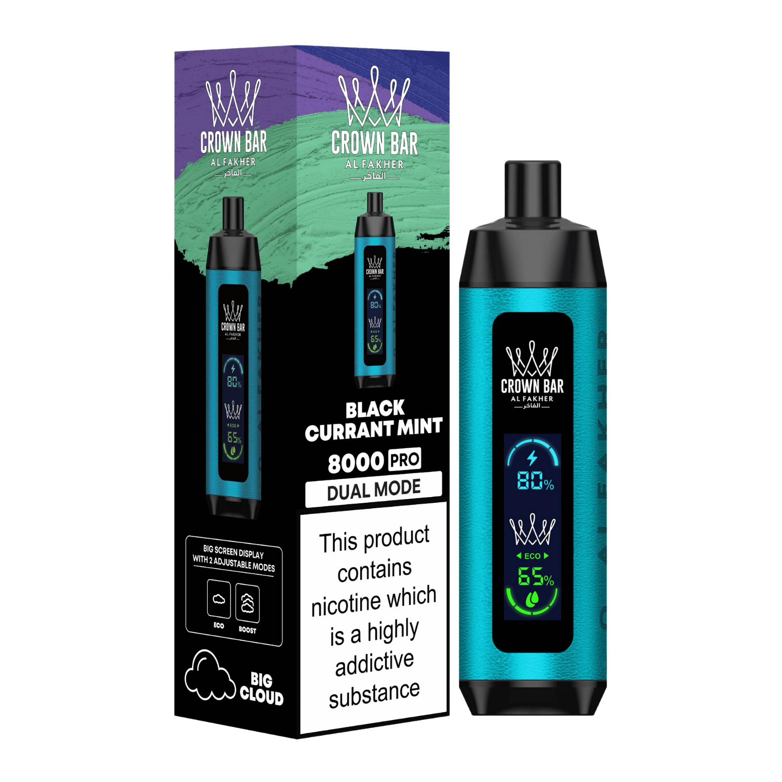 alfakher-crownbar-8000-pro-dual-blackcurrant-mint - Al Fakher Vape | Shop DE