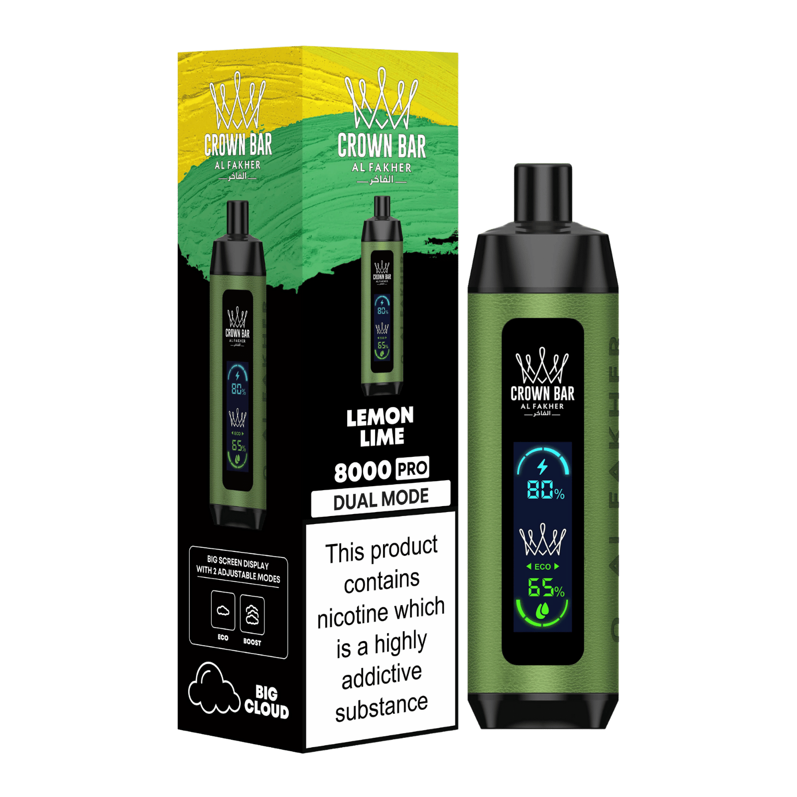 alfakher-crownbar-8000-pro-dua-lemon-lime - Al Fakher Vape | Shop DE