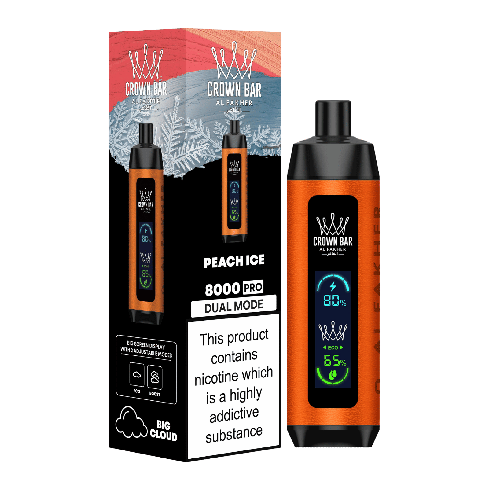 alfakher-crownbar-8000-pro-dual-peach-ice - Al Fakher Vape | Shop DE