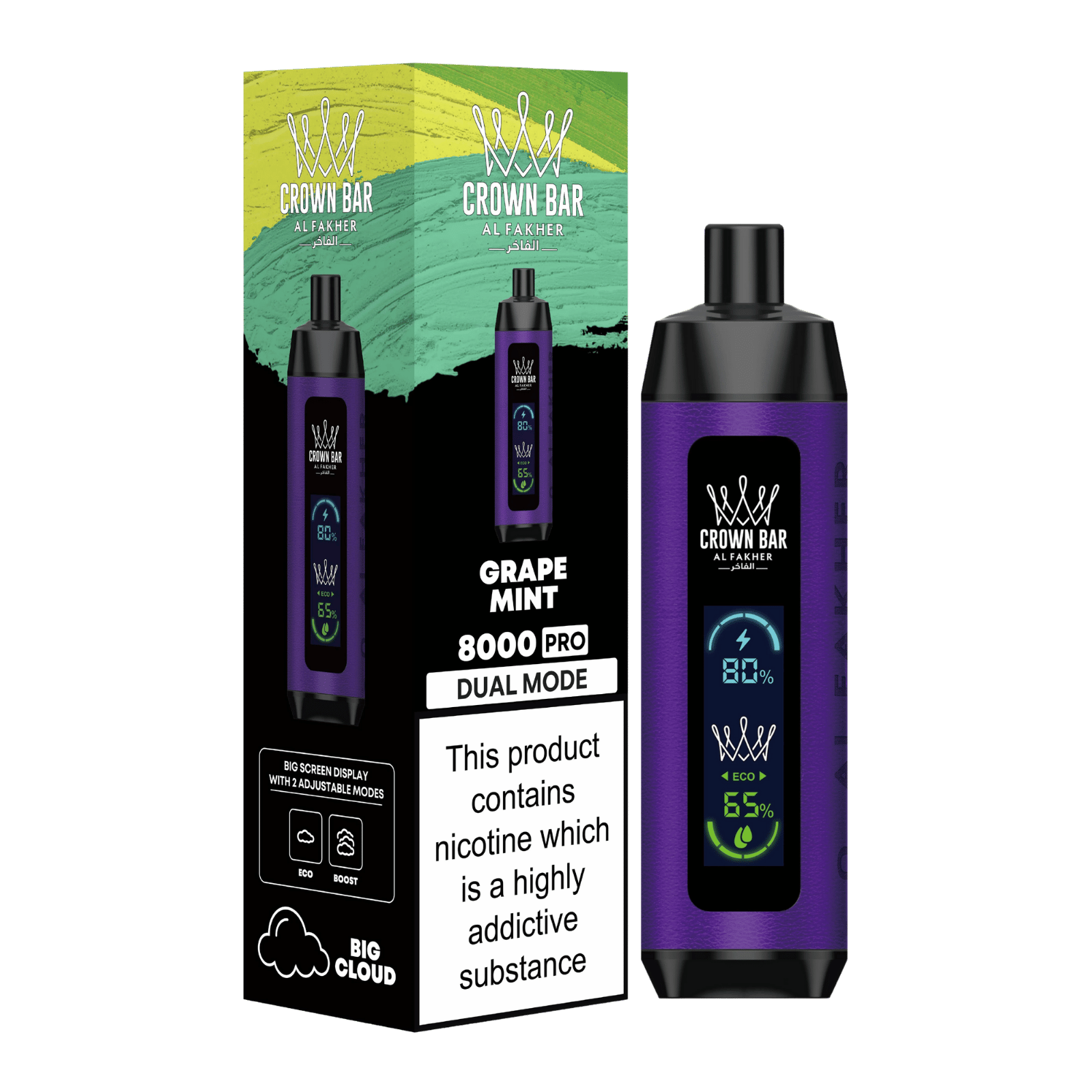 alfakher-crownbar-8000-pro-dual-grape-mint - Al Fakher Vape | Shop DE